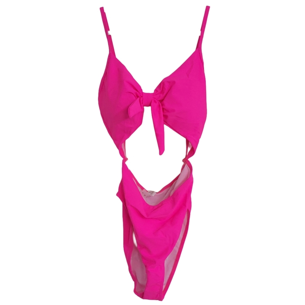 Tempt Me Women's Swimsuit Medium Pink Cut Out High Leg One Piece Adjustable